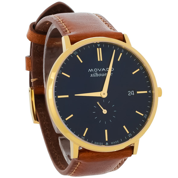 Movado Heritage Men's Gold Tone Stainless Blue Dial Quartz Watch 3650131