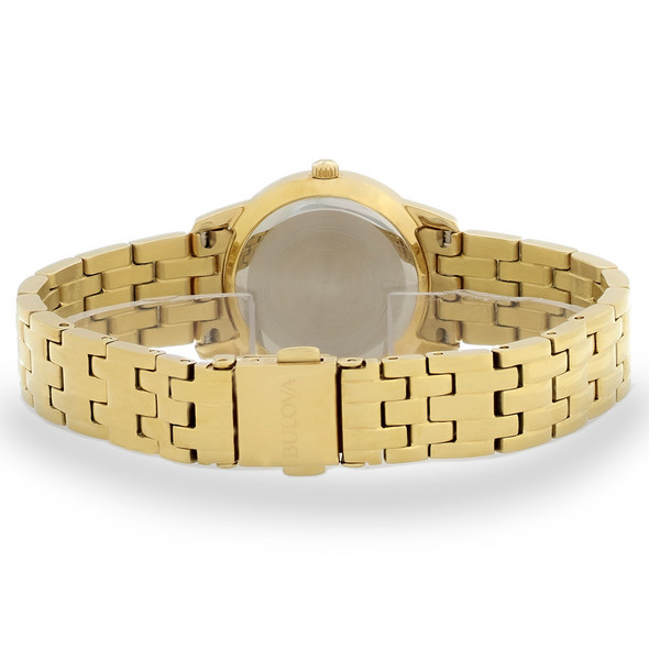 Bulova Women's Bracelet Set Gold Plated Stainless Crystal Quartz Watch 98X115