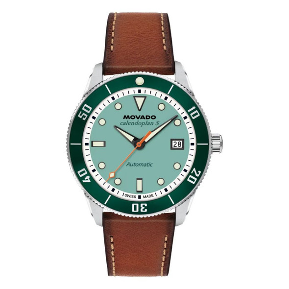Movado Unisex Heritage Series Calendoplan S Blue-Green Automatic Watch 3650227