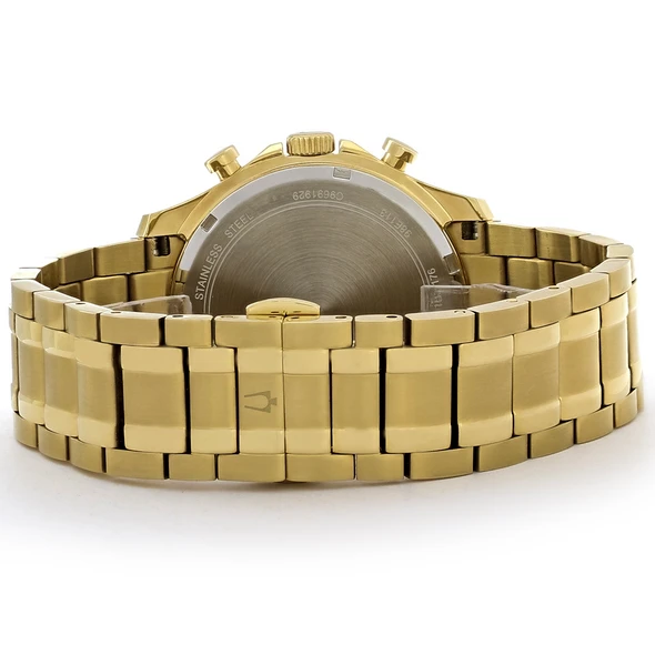Bulova Diamond Men's Gold Plated Stainless Chronograph Quartz Watch 98E113
