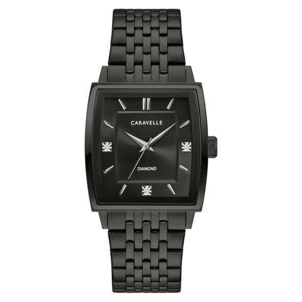 Bulova Men's Caravelle Modern Black Dial Quartz Watch 45D111