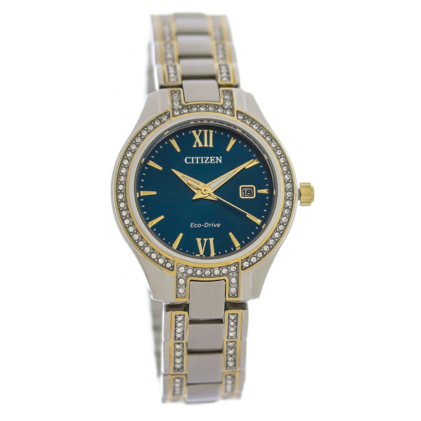 Citizen Eco-Drive Silhouette Women's Two Tone Crystal Watch FE1234-50L