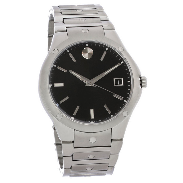 Movado S.E. Series Black Dial Stainless Steel Men's Swiss Quartz Watch 0607541