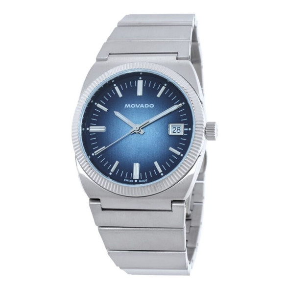 Movado Men's Heritage Ondoplan Blue Dial Quartz Watch 3650215