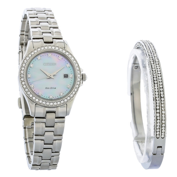 Citizen Eco-Drive Silhouette Women's Crystals Stainless Steel Watch EW1841-66D
