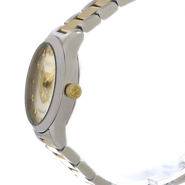 Gucci G-Timeless Women's Silver Dial Two Tone Stainless Quartz Watch YA126596