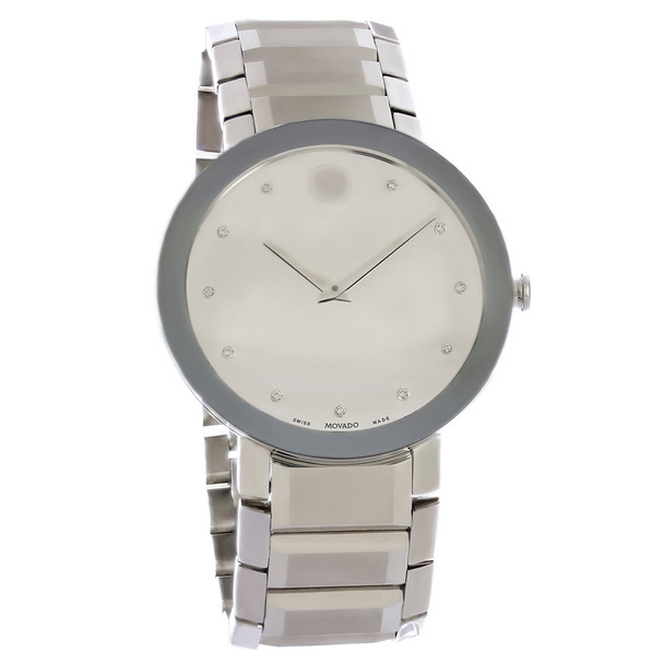 Movado Sapphire Men's Stainless Steel Mirror Dial Quartz Watch 0607587