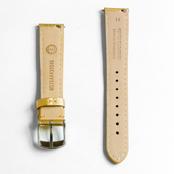 Michele Women's 16mm Gold Leather Watch Band 301940502