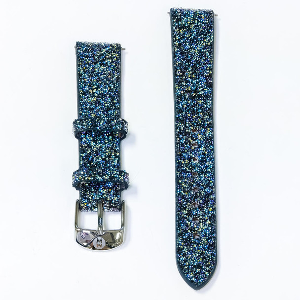 Michele Women's 16mm Blue Sparkle Leather Watch Band 301934802