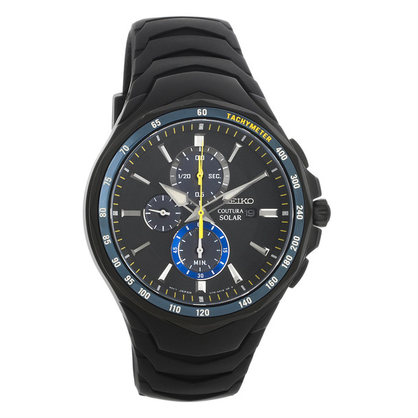 Seiko Solar Jimmie Johnson Black ION Plated Chronograph Watch SSC697