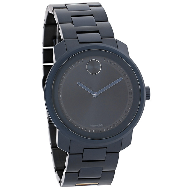 Movado Bold Men's Navy Blue PVD Bracelet Swiss Quartz Watch 3600296