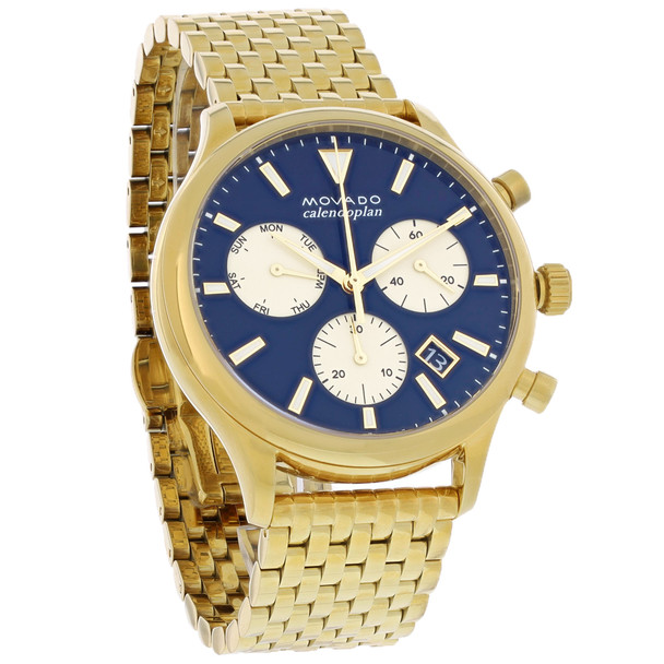 Movado Heritage Men's Gold Tone Stainless Chronograph Quartz Watch 3650150