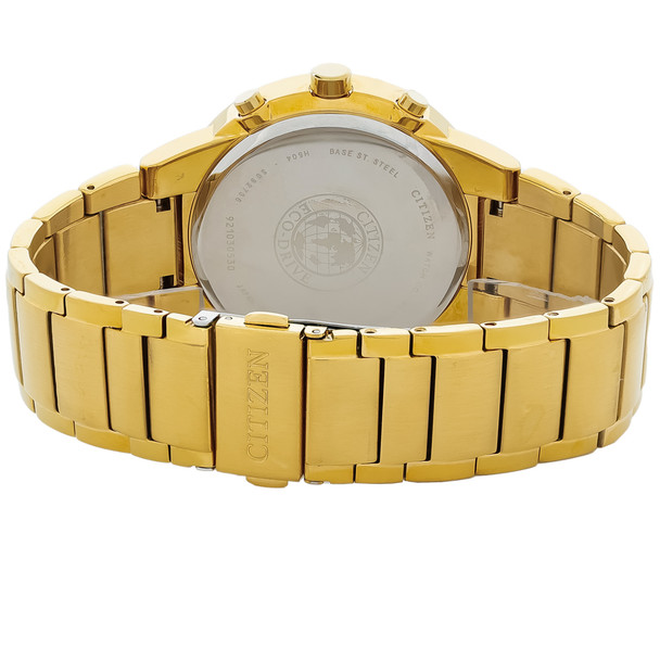 Citizen Eco-Drive Men's Axiom Gold Tone Black Dial Chronograph Watch AT2242-55F