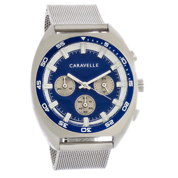 Caravelle By Bulova Men's Blue Dial Stainless Steel Quartz Watch 43K100