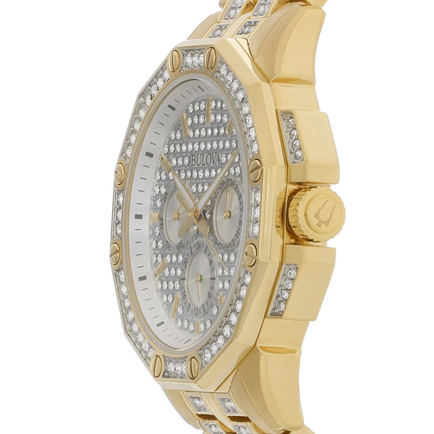 Bulova Men's Gold Plated Stainless Steel Crystal Quartz Watch 98C126