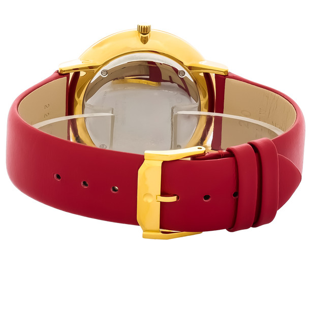 Movado Moderna 47 Men's Red Dial Gold Tone Stainless Swiss Quartz Watch 0607253