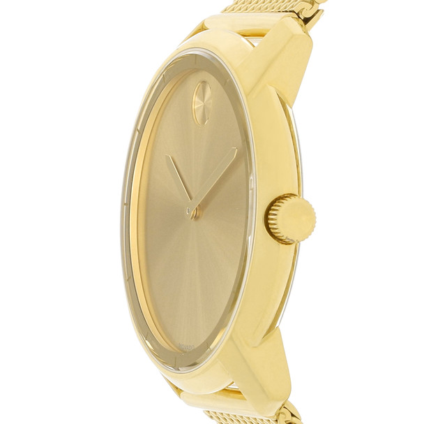Movado Bold Men's Gold Dial Gold-Tone Mesh Bracelet Swiss Quartz Watch 3600373