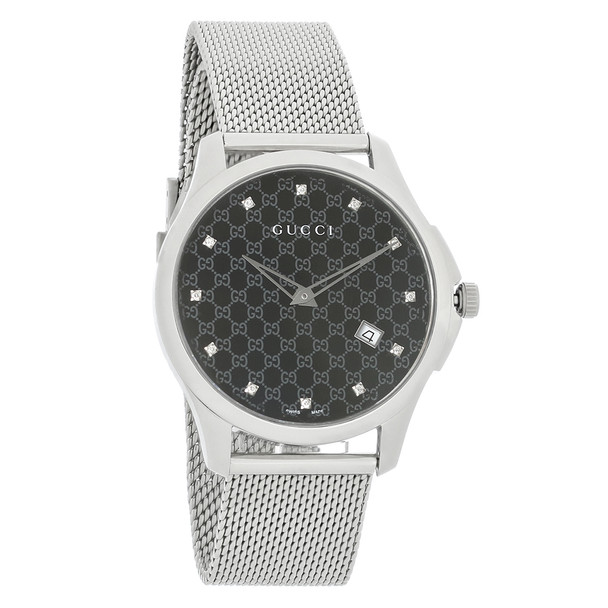 Gucci 126 G-Timeless Unisex Diamond Stainless Steel Mesh Bracelet Watch YA126311