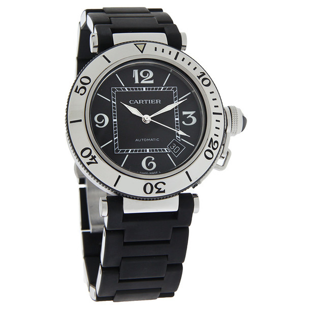 Cartier Pasha Seatimer Men's Black Bracelet Swiss Automatic Watch W31077U2