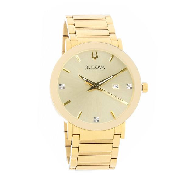 Bulova Men's Futuro Diamond Gold Tone Plated Steel Quartz Watch 97D115