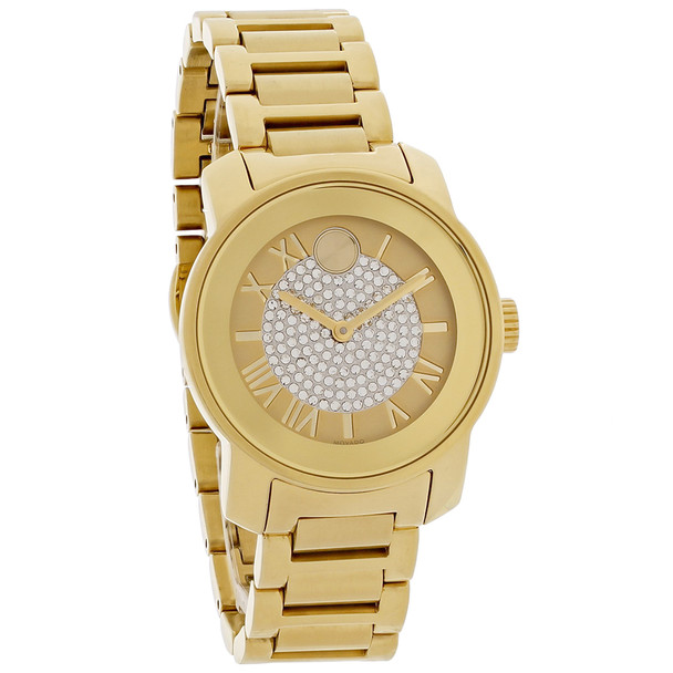 Movado Bold Women's Champagne Crystal Dial Swiss Quartz Watch 3600255