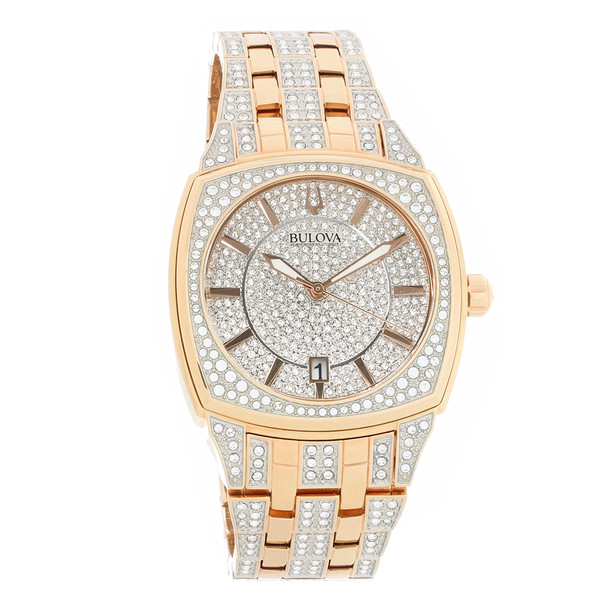 Bulova Phantom Men's Rose Gold Tone Stainless Crystal Quartz Watch 98B324