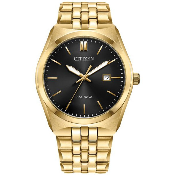 Citizen Eco-Drive Corso Men's Black Dial Gold-Tone Watch BM7333-85E