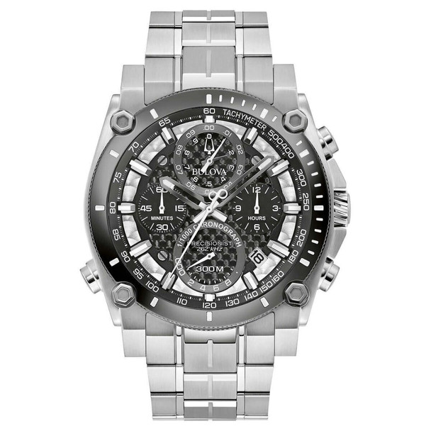 Bulova Men's Precisionist Carbon Fiber Dial Stainless Steel Watch 98B405