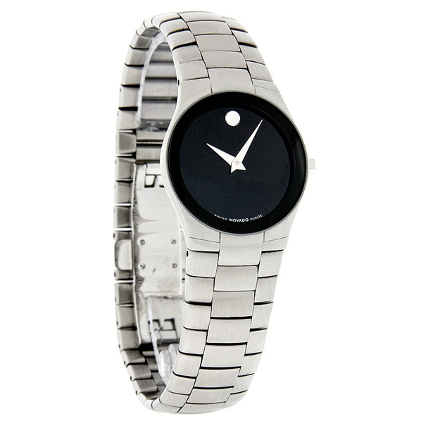 Movado Strato Women's Black Dial Stainless Steel Swiss Quartz Watch 0605609