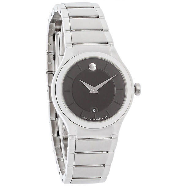 Movado Quadro Women's Black Dial Stainless Steel Swiss Quartz Watch 0606493