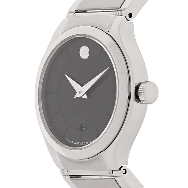 Movado Quadro Women's Black Dial Stainless Steel Swiss Quartz Watch 0606493