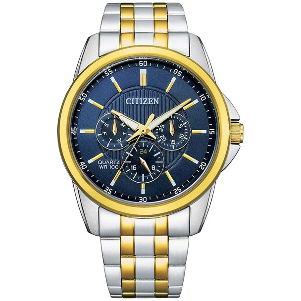 Citizen Quartz Men's Two-Tone Blue Dial Watch AG8348-56L