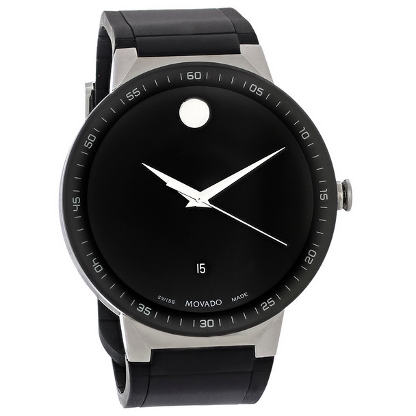 Movado Sapphire Men's Black Rubber Swiss Quartz Watch 0607406