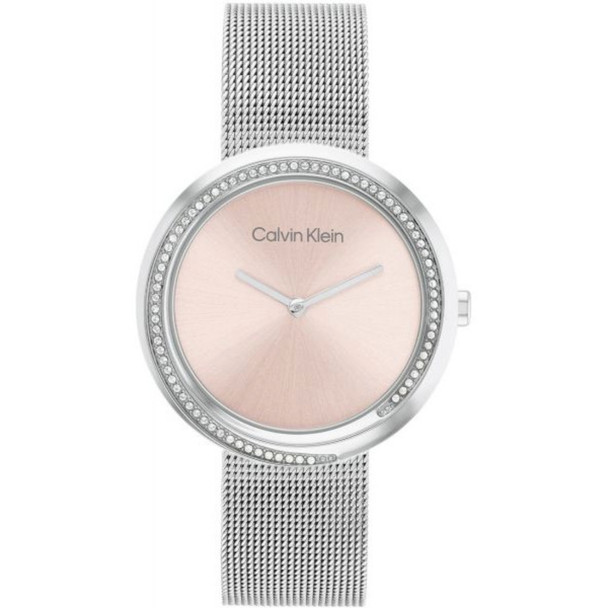 Calvin Klein Twist Women's Crystal Pink Dial Stainless Quartz Watch 25200149
