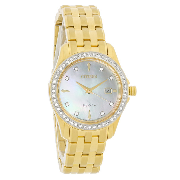 Citizen Eco-Drive Silhouette Women's Crystal Gold Tone  Watch EW1907-78D