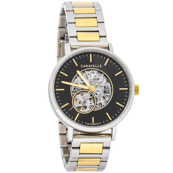 Caravelle Classic Men's 2-Tone Stainless Black Dial Automatic Watch 45A152