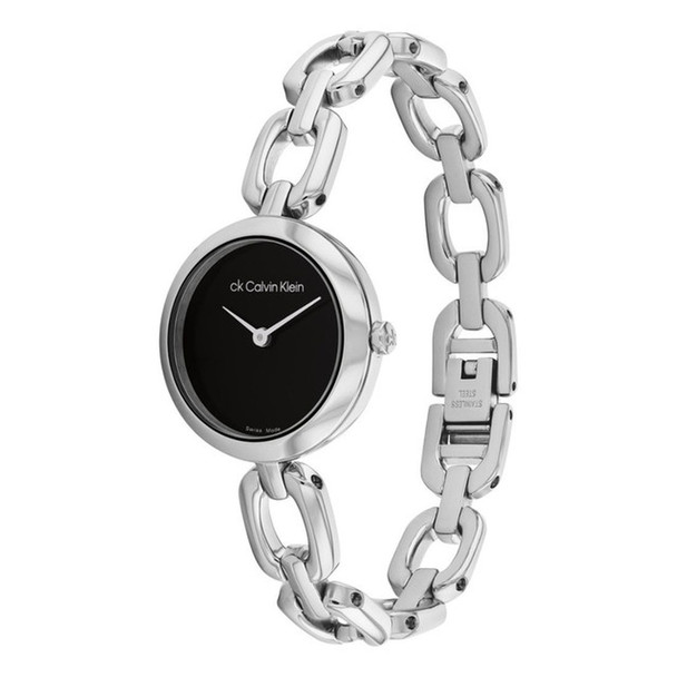 Calvin Klein Swiss Jewelry Link Women's Black Dial Quartz Watch 25000005