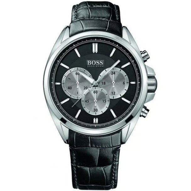 Hugo Boss Driver Chronograph Men's Black Leather Quartz Watch 1512879