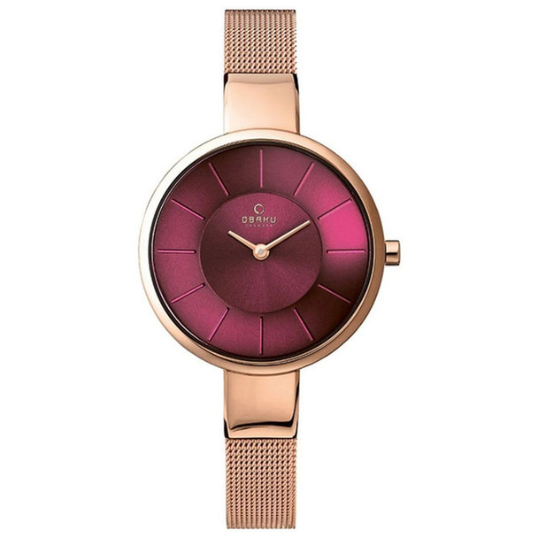 Obaku Sol Ruby Women's Rose Gold-Tone Quartz Watch V149LXVQMV