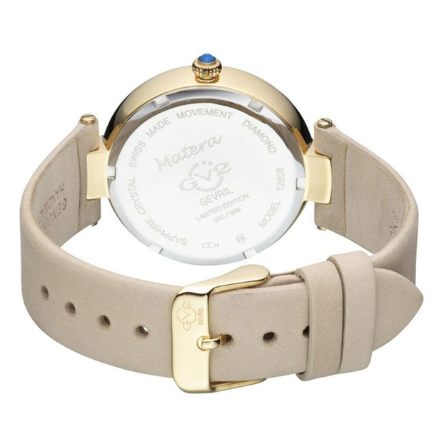 Gevril Matera Women's Beige Leather Quartz Watch 12808