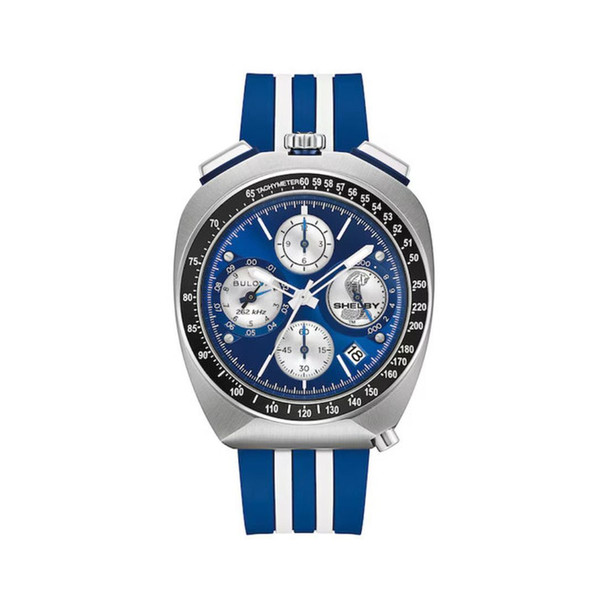 Bulova Shelby Racer Chronograph Men's Blue Rubber Quartz Watch 98B452