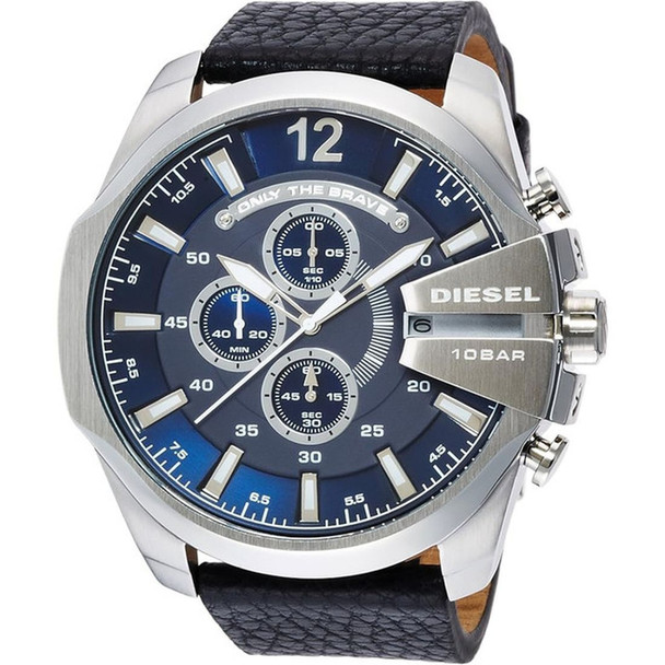 Diesel Mega Chief Men's Black Leather Quartz Watch DZ4423