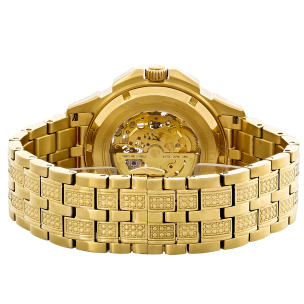 Bulova Octava Men's Gold Tone Stainless Steel Crystal Automatic Watch 98A292