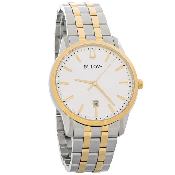 Bulova Sutton Men's Two Tone Stainless Silver Dial Quartz Watch 98B385