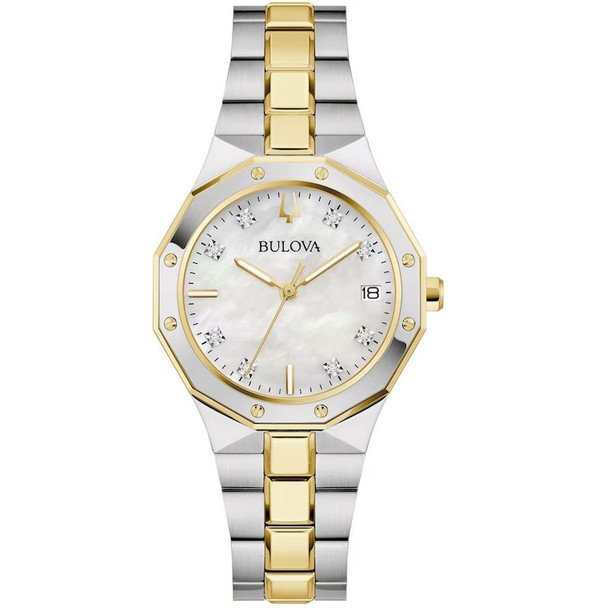 Bulova Prestige Women's Quartz Mother of Pearl Dial Stainless Steel Watch 98P234
