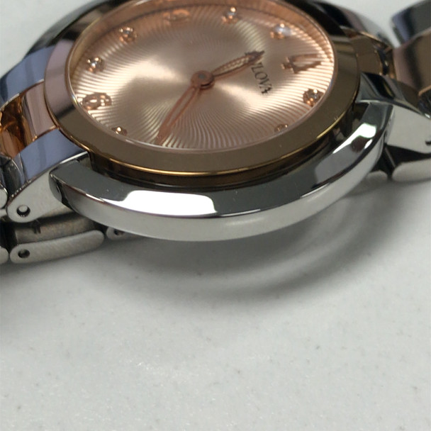 Bulova Rubaiyat Women's Diamond Rose Gold Tone Stainless Quartz Watch 98P174