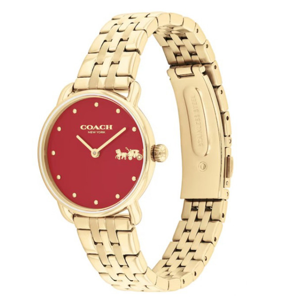 Coach Elliot Women's Red Dial Gold-Tone Quartz Watch 14504445