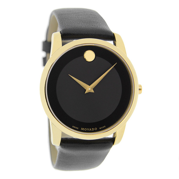 Movado Museum Men's Black Dial Leather Strap Swiss Quartz Watch 0606876