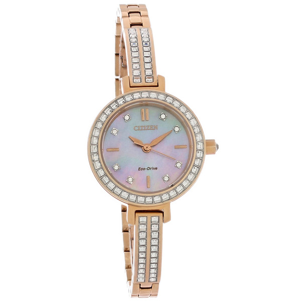 Citizen Eco-Drive Silhouette Crystal Women's Rose Gold PVD Watch EM0863-53D