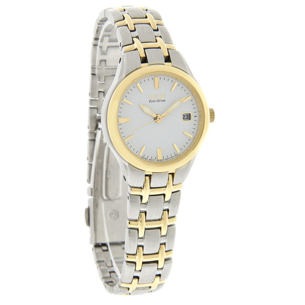 Citizen Eco-Drive Women's Silhouette White Dial Two Tone Dress Watch EW1264-50A